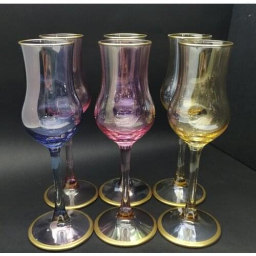 6 Colored Glass Glasses With Luxury Gilding Beside Turkish Coffee
