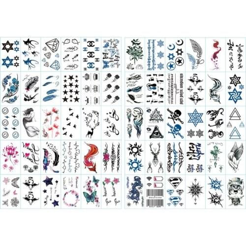 60pcs Temporary Tattoos Stickers Body Art Stickers for Adults Kids Face Hand Neck Wrist Waterproof Body Stickers Tattoo Sticker