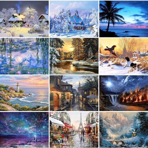 5D DIY Diamond Painting landscape Winter Cross Stitch Kits Full Drill Embroidery Mosaic Picture Of Rhinestones Home Decoration