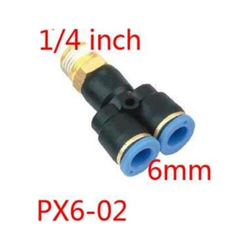 Free Shipping 10Pcs PX6-02 Y tee pneumatic tube fitting 6mm 1/4'' three joint
