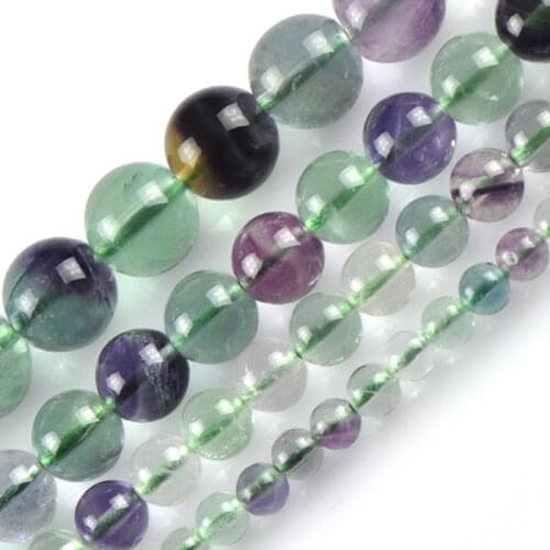 6-12mm AAA Natural Round Purple & Green Fluorite Beads For Jewelry Making Beads Necklace 15'' Needlework DIY Beads Bracelets