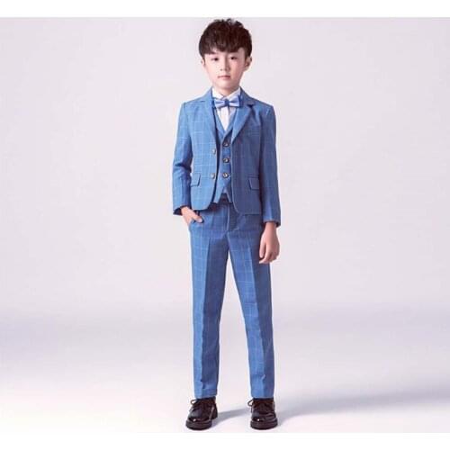 Flower Boys Japan Kids Formal Jacket+vest Pants Bowtie 4pcs Wedding Suit Gentleman Birthday Dress Children Party Costume