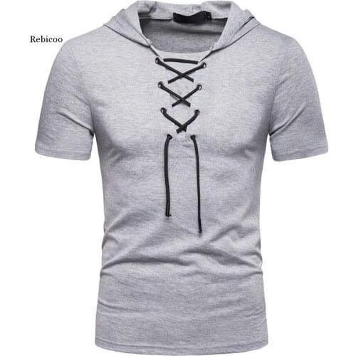 Hooded t Shirt Men New Short Sleeve Streetwear o Neck Mens Tshirts Summer Casual Slim Fit Hoody Tee Shirt Homme Top Tees
