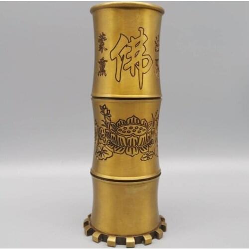 China brass bamboo Pen holder crafts statue
