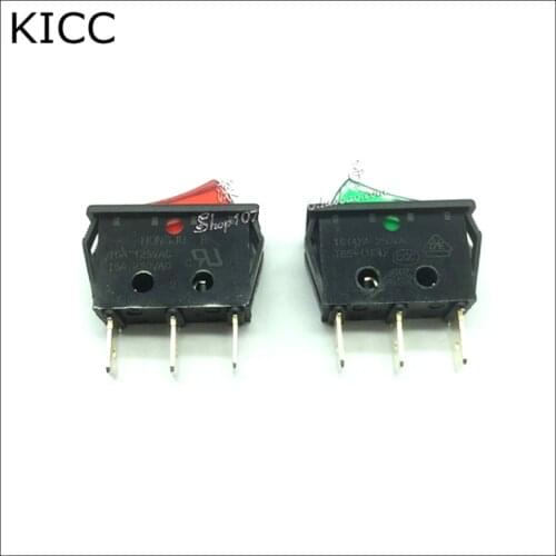 Rocker Switch With lamp R-1-110-C5L-BR KCD3 3Pin 2File Seesaw switch 16A250V Power switch 5Pcs