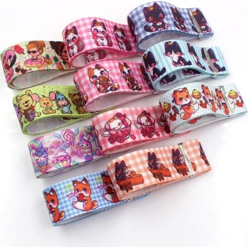 1‘’ 25mm ,10yards cartoon Cute cat Printed grosgrain Ribbons,DIY handmade bow cap accessories and decorations,I-19320-612