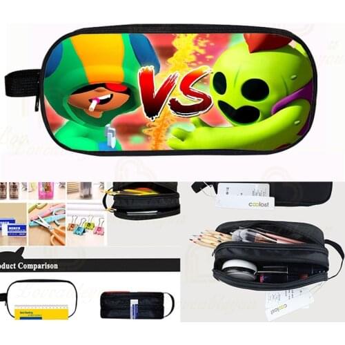 Leon VS Spike Pencil Case Shooter Game Cute Zipper Pencil Bag Pencil Box Kids Stationery Gift Children Pencil Bag