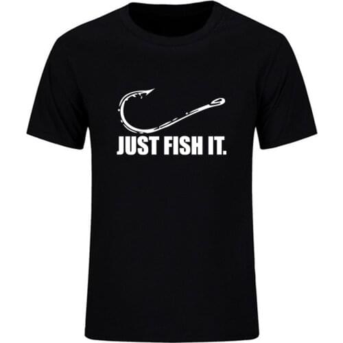 Fishing enthusiasts men TShirt just fish it funny fishing angler hook bait T shirt Men O collar cotton outdoor T-shirt Tees 2020