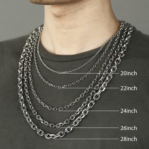 Mens Womens Rolo Chain Necklace 2.5 3 4 6mm Silver Color Stainless Steel Link MINIMALIST EVERYDAY Jewelry Gifts LKN146