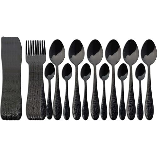 24Pcs Black Cutlery Set Knives Forks Spoons Dinner Set Stainless Steel Tableware Set Kitchen Silverware Gold Dinnerware Set