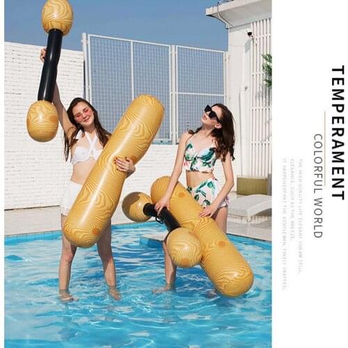 4-Pieces Pool Inflatable Floating Toys Set Summer Pool Battle Log Rafts Games Portable Anti-slip Seated Canoe Toy Water Sports