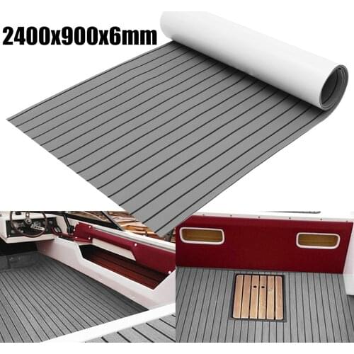 1Roll Self-Adhesive 2400x900x6mm Marine Flooring Faux Teak EVA Foam Boat Decking Sheet Accessories Floor Mat Decor Gray Carpet