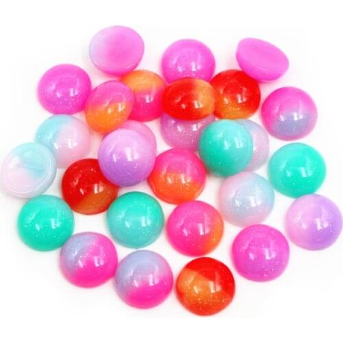 New Fashion 40pcs 12mm Mix Colorful Candy Color Crystal jelly series Flat back Resin Cabochons Cameo