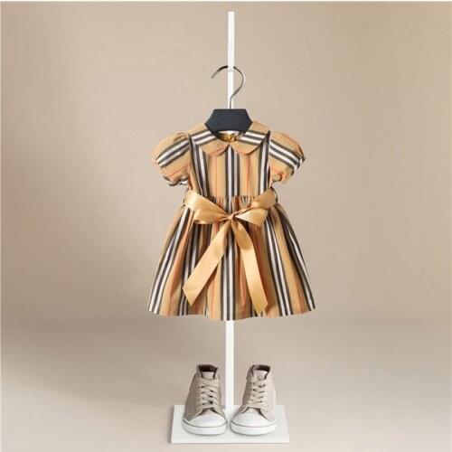 2020 New Baby Girls Clothes Summer Baby Dress Frill Sleeve Newborn Infant Dresses Cotton Stripe Short Sleeve Toddler Dresses