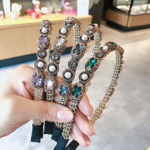 New Elegant Rhinestone Crystal Hairband Pearl Headband Headwear Hair Bands for Women Korean Fashion Head Bands Hair Accessories
