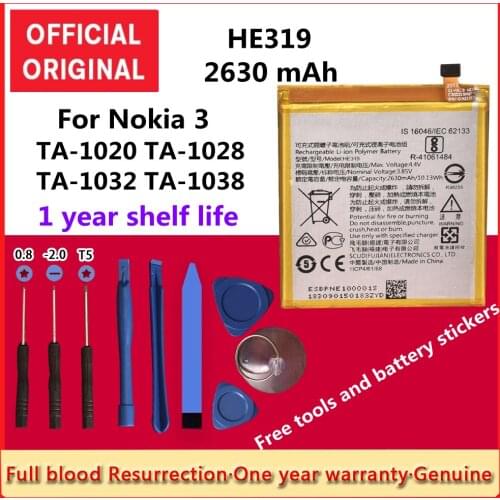 Original HE319 2630mAh Battery For Nokia 3 TA-1020 TA-1028 TA-1032 TA-1038 Lithium Polymer Batteries +Tracking + Tools