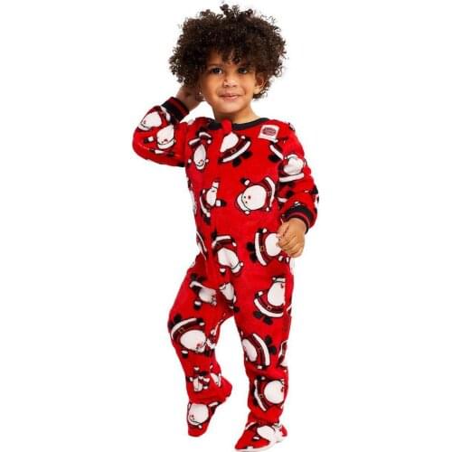 Parent-child Pajamas Santa Printed Breathable Homewear Fall/Winter New Printed Santa One-Piece Homewear Parent-child Pajamas