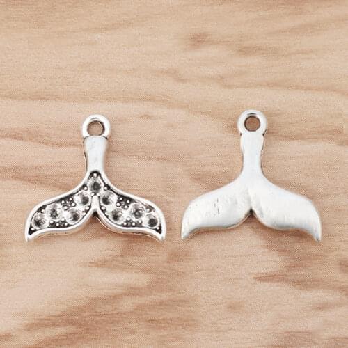 20 Pieces Tibetan Silver Whale Mermaid Tail Charms Pendants for DIY Necklace Bracelet Jewellery Making Findings 20x19mm