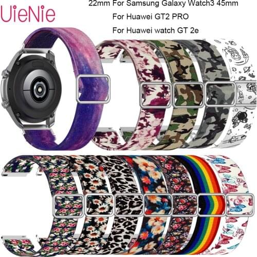 22mm Adjustable Elastic Printing Silicone Straps For Samsung Galaxy Watch 3 45mm For Huawei GT2 Pro/GT 2e Bracelet Straps Belt