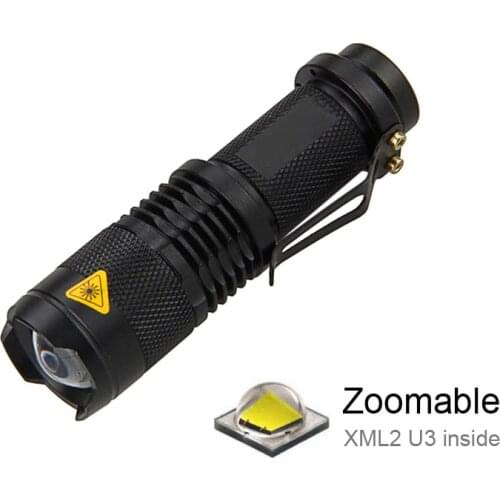 XM-L2 U3 T6 Mini Led Flashlight Waterproof Zoom Torch Light Lantern SK68 6500K 5000K 4000K 3000K Yellow White