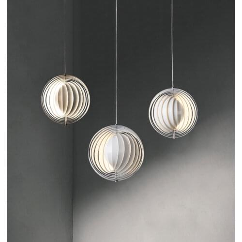 Nordic Modern Creative Designer Rotating Moon Metal Pendant Lights Bedroom Restaurant LED Hanging Lamp E27 Bedside Decor Lamp