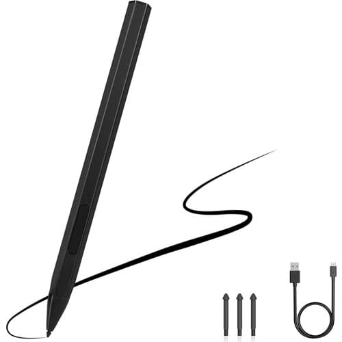 Stylus Pen USB Rechargeable 4096 Levels Pressure Tablet Touch Screen Pen with 3 Nib Tip for Surface Pro 7 6 5 4 3 X Go Book