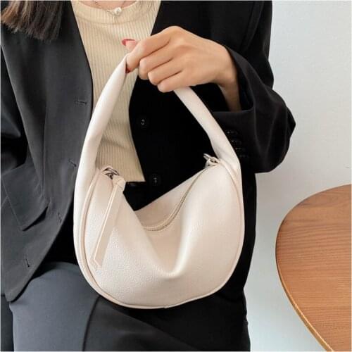 Luxury Designer PU Leather Handbags for Women Fashion Dumpling Bags Chains Strap Crossbody Shoulder Bags Beige Bolsa Feminina