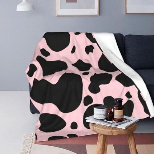 Cow Blankets Fleece Printed Animal Breathable Lightweight Throw Blanket for Home Car Plush Thin Quilt