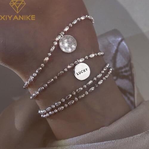 XIYANIKE 2021 925 Sterling Silver Lucky Round Pendant Dual Independent Bracelet Femme Cold Wind Style Unique Design Accessories