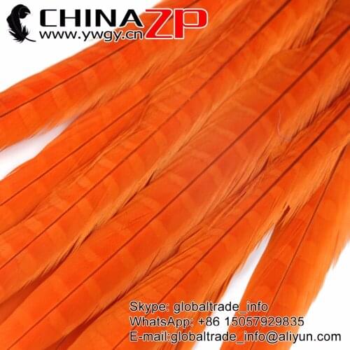 Manufacturer in CHINAZP Factory 100pcs/lot 40-45cm Orange Dyed Ringneck Pheasant Tail Feathers