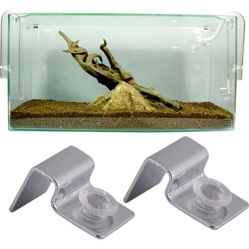 4pcs Stainless Steel Lid Clips Clamps Glass Cover Support Holders with 4pcs Silicone Pads for Aquarium Fish Tank