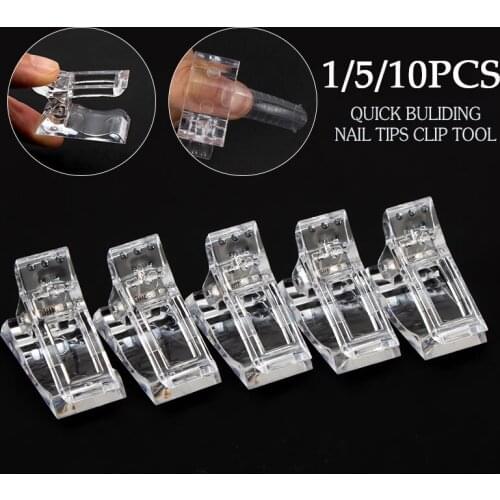 1/5/10 Pcs Nail Clip Acrylic Plastic Fake Finger Polish Extension Transparent Tips Quick Building Mold Nails Art Manicure Tool