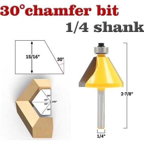 1pc 1/4" Shank 30 Degree Chamfer & Bevel Edging Router Bit woodworking cutter woodworking bits