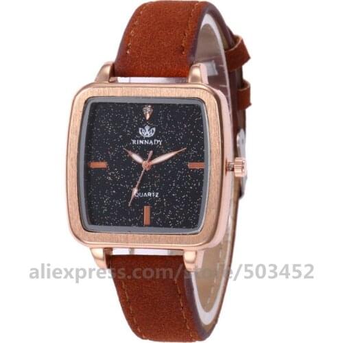 100pcs/lot RINNADY 919713 Montres Femme Square Shape Gifts Womens Watches Ladies Mujer Lady Leather Fashion Watch Women