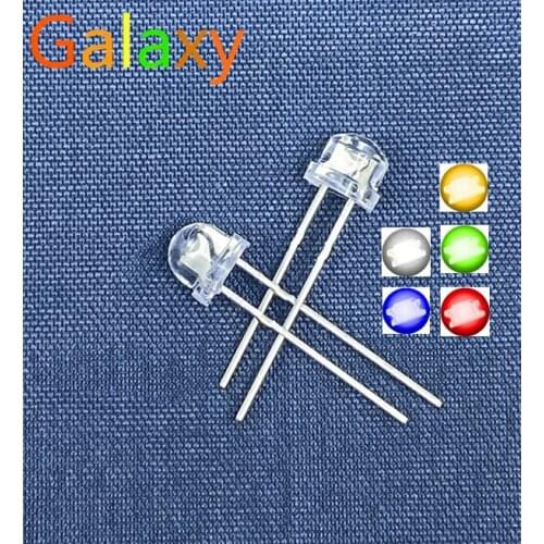 1000PCS 5mm Diode Straw Hat White Red Green Blue Yellow Purple Smd Smt Led Clear Super Bright Wide Angle Bulb 20000mcd Lamp