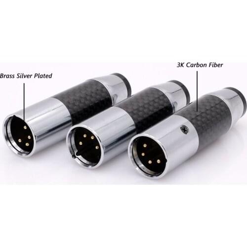 4Pcs White Carbon Fiber Rhodium Plated XLR Connector Plug, 3Pin Audio Balance Plug