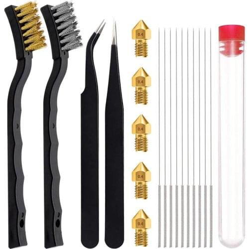 3D Printer Accessories Nozzle Cleaning Kit MK8 Brass Nozzle Cleaning Needlse for MK Ender 3, CR-10 and Other 3D Printers