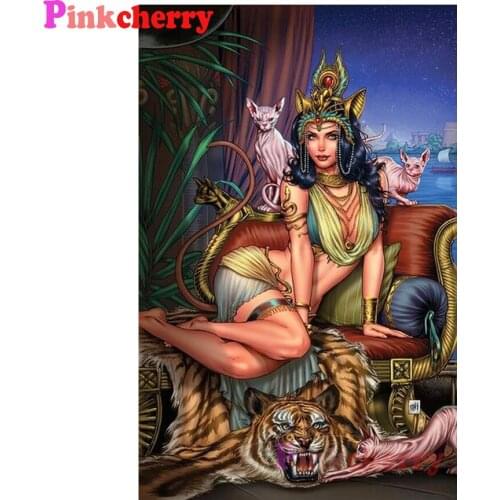 Diamond Painting Cleopatra Full Square egypt queen and cat Handmade 5D Diy Diamond Embroidery woman Mosaic Rhinestone Gift Home