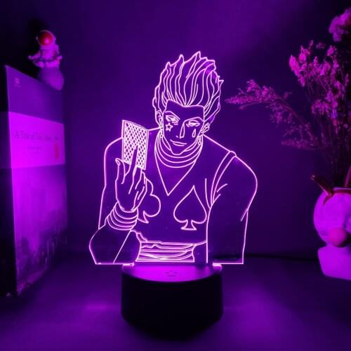 Anime Figure Hisoka LED Lamp Bedroom Decoration Night Lights Kids Children Sleeping Room Cute Decor Novelty Acrylic Indoor Light