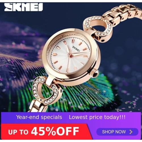 SKMEI Women Quartz Wrist Watch Gold Silver Luxury Watches Ladies 30m Waterproof Relogio Feminino For Woman Ladies 1408