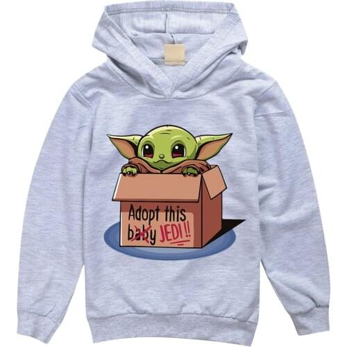 Childrens Long Sleeve Sweater Mandalorian Baby Yoda Boutique Kids Clothing Christmas Shirt Teenage Hooded Big Girls Tops