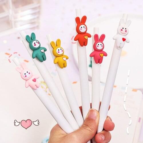36 pcs/lot Cartoon Rabbit Press Gel Pen Cute 0.5 mm black Ink Signature Pens Promotional Gift Stationery Office School Supplies