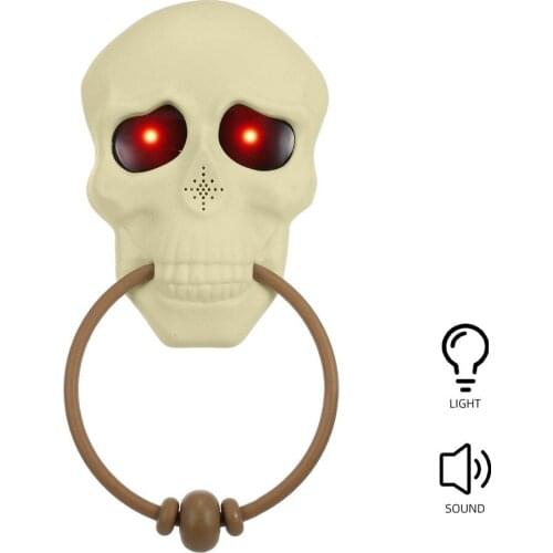 Halloween Doorbell Halloween Decorative Doorbell Halloween Electric Doorbell with Light Up Eyeball Scary Sounds (Skeleton Skull)