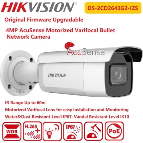 4K Hikvision IP Camera 8MP DS-2CD2686G2-IZS Varifocal Zoom CCTV IP67 IR POE Fixed Bullet Network Camera AcuSense