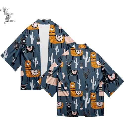 Kawaii Cute Alpaca 3D Printing Japanese Kimono Haori Yukata Women/Men Fashion Summer Casual Cool Short Sleeve Streetwear