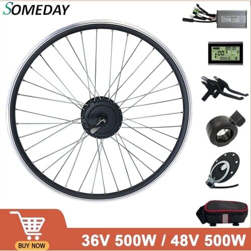 SOMEDAY 36V/48V 500W Electric Bicycle Conversion KIt 16''-29'' 700C Brushless Gear Rear Rotate Hub Motor Wheel for Electric Bike