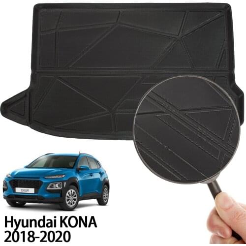 Rear Boot Cargo Mat Fit for Hyundai Kona 2018-2020 Black Rubber Car Trunk Liner Cover Protector