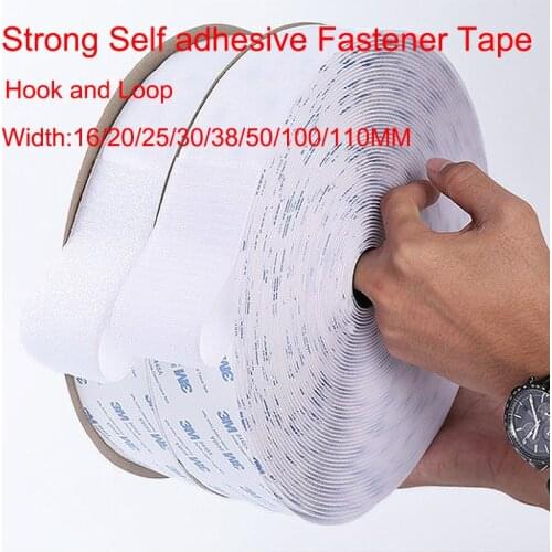 16/20/25/30/38/50/100/110mm Strong Velcros Tape Self adhesive Hook and Loop White Fastener Tape Nylon Sticker Velcros Adhesive