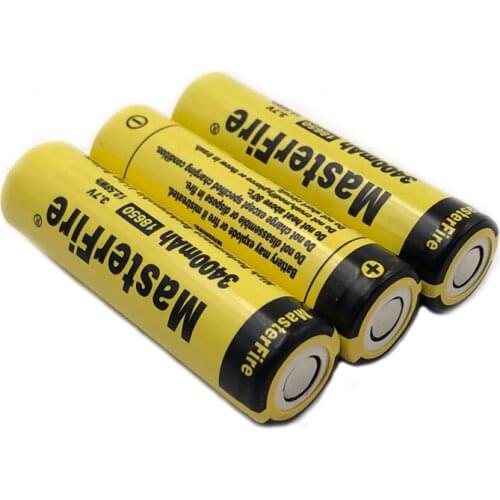 MasterFire Original 3.7V 12.58Wh 3400mah 18650 High Performance Rechargeable Lithium Battery Flashlights Laptop Batteries Cell