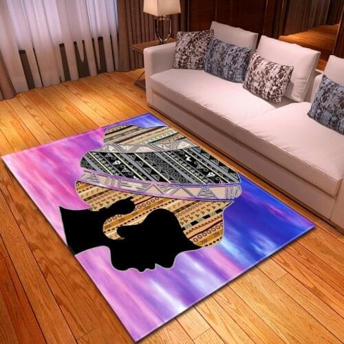 Fashionable African womens head print in 3D carpet living room bedroom soft carpet